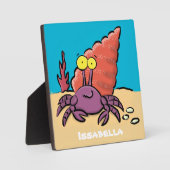 Funny niedlicher lila Cartoon Einsiedlerkrabbe Fotoplatte (Vorderseite)