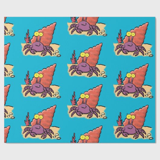 Funny niedlicher lila Cartoon Einsiedlerkrabbe Geschenkpapier (Flach)