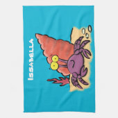Funny niedlicher lila Cartoon Einsiedlerkrabbe Geschirrtuch (Vertikal)
