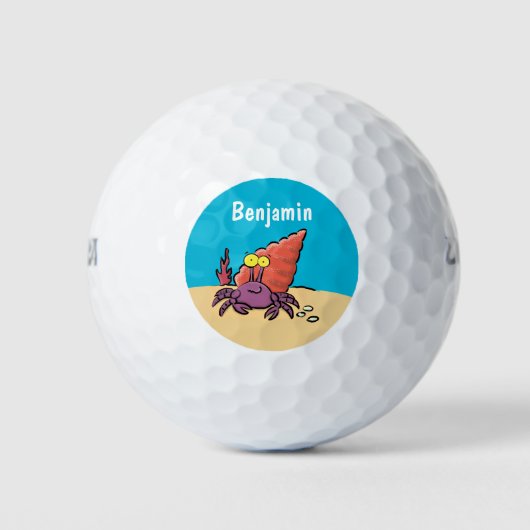 Funny niedlicher lila Cartoon Einsiedlerkrabbe Golfball (Vorderseite)