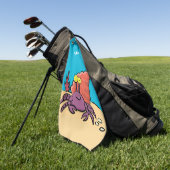 Funny niedlicher lila Cartoon Einsiedlerkrabbe Golfhandtuch (Gras)