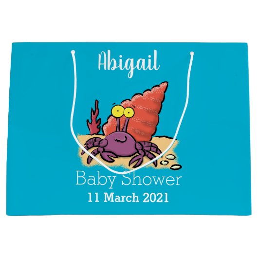 Funny niedlicher lila Cartoon Einsiedlerkrabbe Große Geschenktüte (Vorderseite)