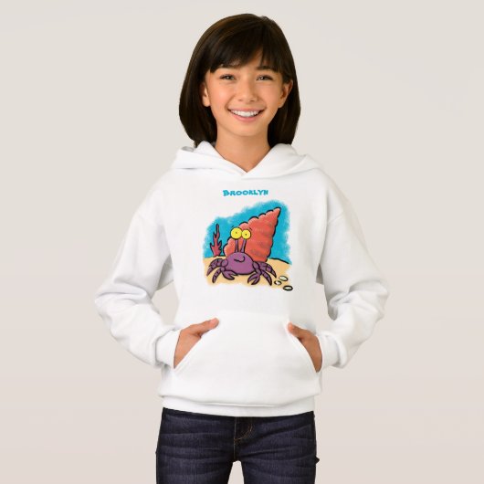 Funny niedlicher lila Cartoon Einsiedlerkrabbe Hoodie (Vorne ganz)