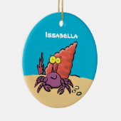 Funny niedlicher lila Cartoon Einsiedlerkrabbe Keramik Ornament (Rechts)