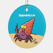 Funny niedlicher lila Cartoon Einsiedlerkrabbe Keramik Ornament (Links)