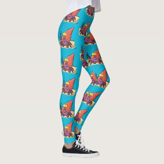 Funny niedlicher lila Cartoon Einsiedlerkrabbe Leggings (Rechts)