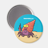 Funny niedlicher lila Cartoon Einsiedlerkrabbe Magnet (Vorderseite/Rückseite)