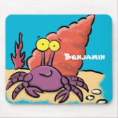 Funny niedlicher lila Cartoon Einsiedlerkrabbe Mousepad (Vorne)