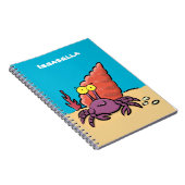 Funny niedlicher lila Cartoon Einsiedlerkrabbe Notizblock (Rechte Seite)