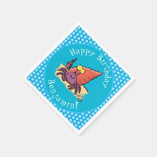 Funny niedlicher lila Cartoon Einsiedlerkrabbe Serviette (Ecke)