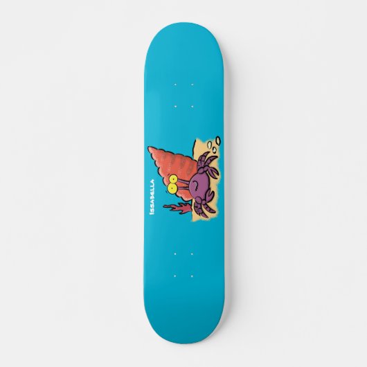 Funny niedlicher lila Cartoon Einsiedlerkrabbe Skateboard (Vorne)