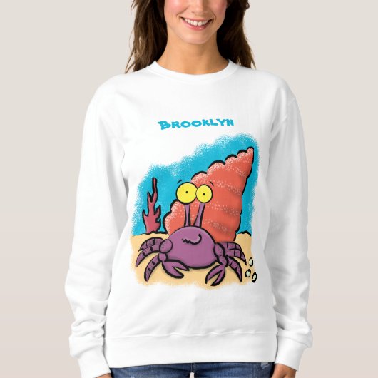 Funny niedlicher lila Cartoon Einsiedlerkrabbe Sweatshirt (Vorderseite)