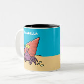 Funny niedlicher lila Cartoon Einsiedlerkrabbe Zweifarbige Tasse (Vorderseite Links)