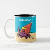 Funny niedlicher lila Cartoon Einsiedlerkrabbe Zweifarbige Tasse (Links)