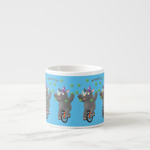 Funny niedlicher Nashorn jonglieren auf Einrad Espressotasse