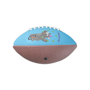 Funny niedlicher Nashorn jonglieren auf Einrad Football