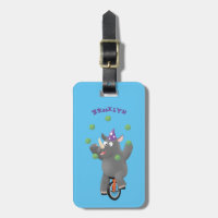 Funny niedlicher Nashorn jonglieren auf Einrad