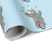 Funny niedlicher Nashorn jonglieren auf Einrad Geschenkpapier (Rolleneckpunkt)