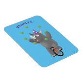 Funny niedlicher Nashorn jonglieren auf Einrad Magnet (Rechte Seite)