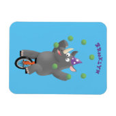 Funny niedlicher Nashorn jonglieren auf Einrad Magnet (Horizontal)