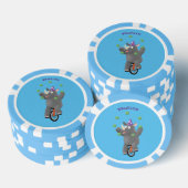 Funny niedlicher Nashorn jonglieren auf Einrad Pokerchips (Stapel)