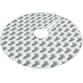 Funny niedlicher Nashorn jonglieren auf Einrad Polyester Weihnachtsbaumdecke (Schrägansicht)