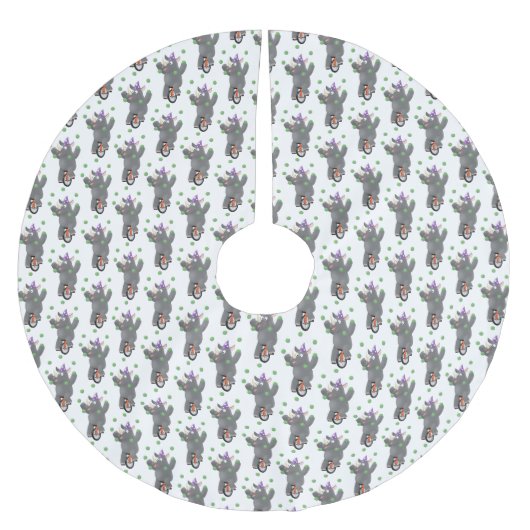 Funny niedlicher Nashorn jonglieren auf Einrad Polyester Weihnachtsbaumdecke (Vorderseite)