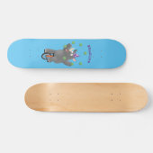 Funny niedlicher Nashorn jonglieren auf Einrad Skateboard (Horizontal)