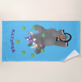 Funny niedlicher Nashorn jonglieren auf Einrad Strandtuch (Vorderseite)