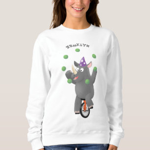 Funny niedlicher Nashorn jonglieren auf Einrad Sweatshirt