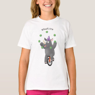 Funny niedlicher Nashorn jonglieren auf Einrad T-Shirt
