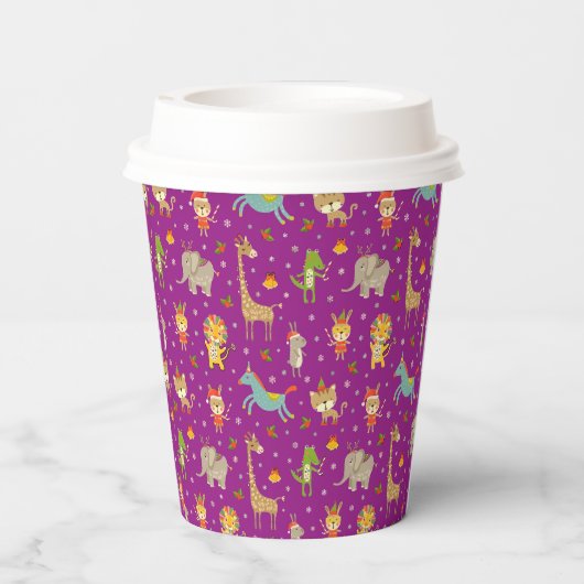 Funny Niedlicher Tiere feiert Weihnachten Pappbecher (Rückseite)