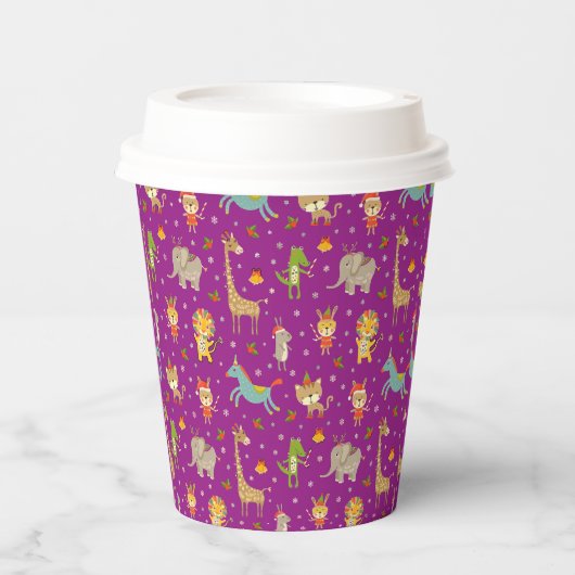 Funny Niedlicher Tiere feiert Weihnachten Pappbecher (Vorderseite)