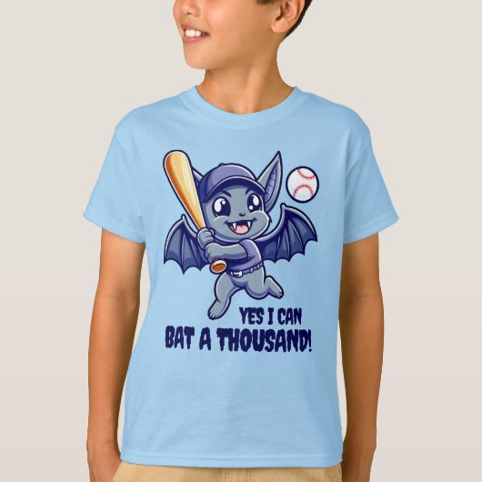 Funny Niedliches Bat Yes I Can Bat a Tausend! T-Shirt (Vorderseite)
