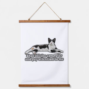 Funny niedliches Katzenmem für Katzenbesitzer und  Wandteppich Mit Holzrahmen