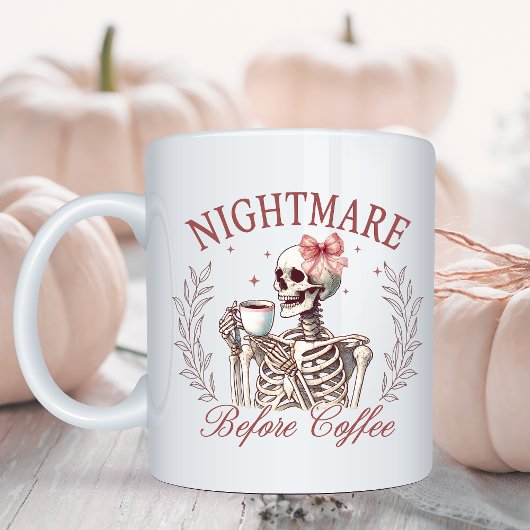 Funny Nightmare Before Coffee Skelett Halloween Zweifarbige Tasse