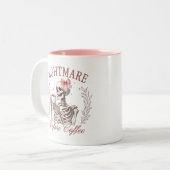 Funny Nightmare Before Coffee Skelett Halloween Zweifarbige Tasse (Vorderseite Links)