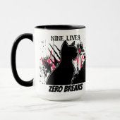 Funny "Nine Lives Zero Breaks" Cat lover Med Spaß Tasse (Links)
