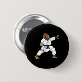 Funny Ninja Bigfoot Doing Karate mit Samurai Desi Button (Vorne & Hinten)