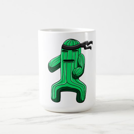 Funny Ninja Cactus Cartoon Kaffeetasse (Mittel)