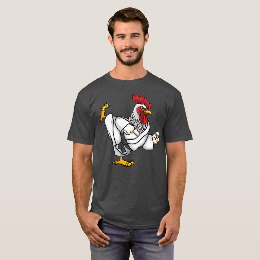 Funny Ninja Hühnerhahn bei Karate Samurai T-Shirt (Vorne ganz)
