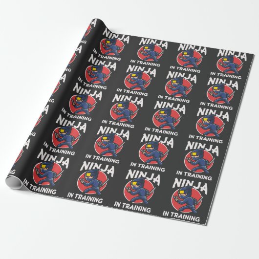 Funny Ninja Kind im Training Geschenkpapier (Ungerollt)