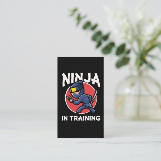 Funny Ninja Kind im Training Visitenkarte (Stehend Vorderseite)