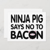 Funny Ninja Pig sagt Nein zu Bacon Postkarte (Vorne/Hinten)