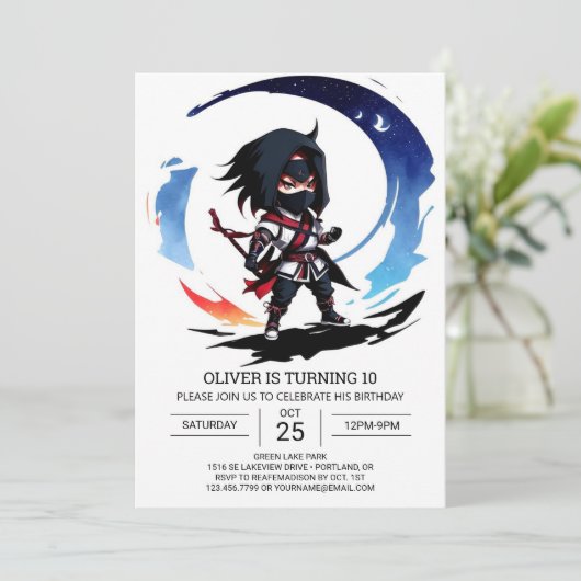Funny Ninja Secret Agent Geburtstag Einladung (Stehend Vorderseite)