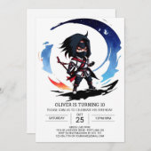 Funny Ninja Secret Agent Geburtstag Einladung (Vorne/Hinten)