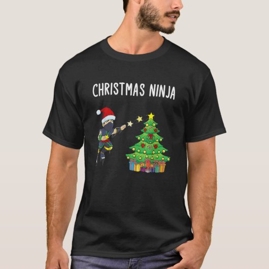 Funny Ninja Weihnachtsbaum Japan T-Shirt (Vorderseite)