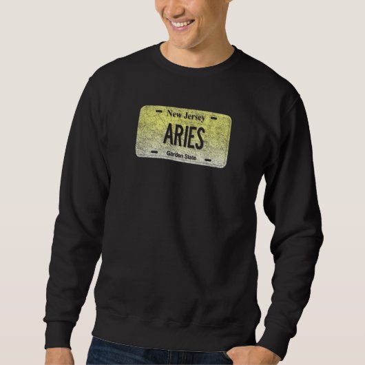 Funny Nj Staat Vanity License Plate Aries Sweatshirt (Vorderseite)