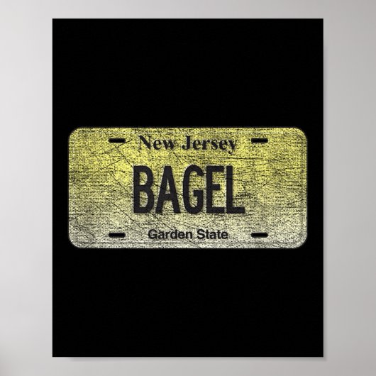 Funny Nj State Vanity License Plate Bagel  Poster (Vorne)
