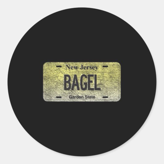 Funny Nj State Vanity License Plate Bagel Runder Aufkleber (Vorderseite)